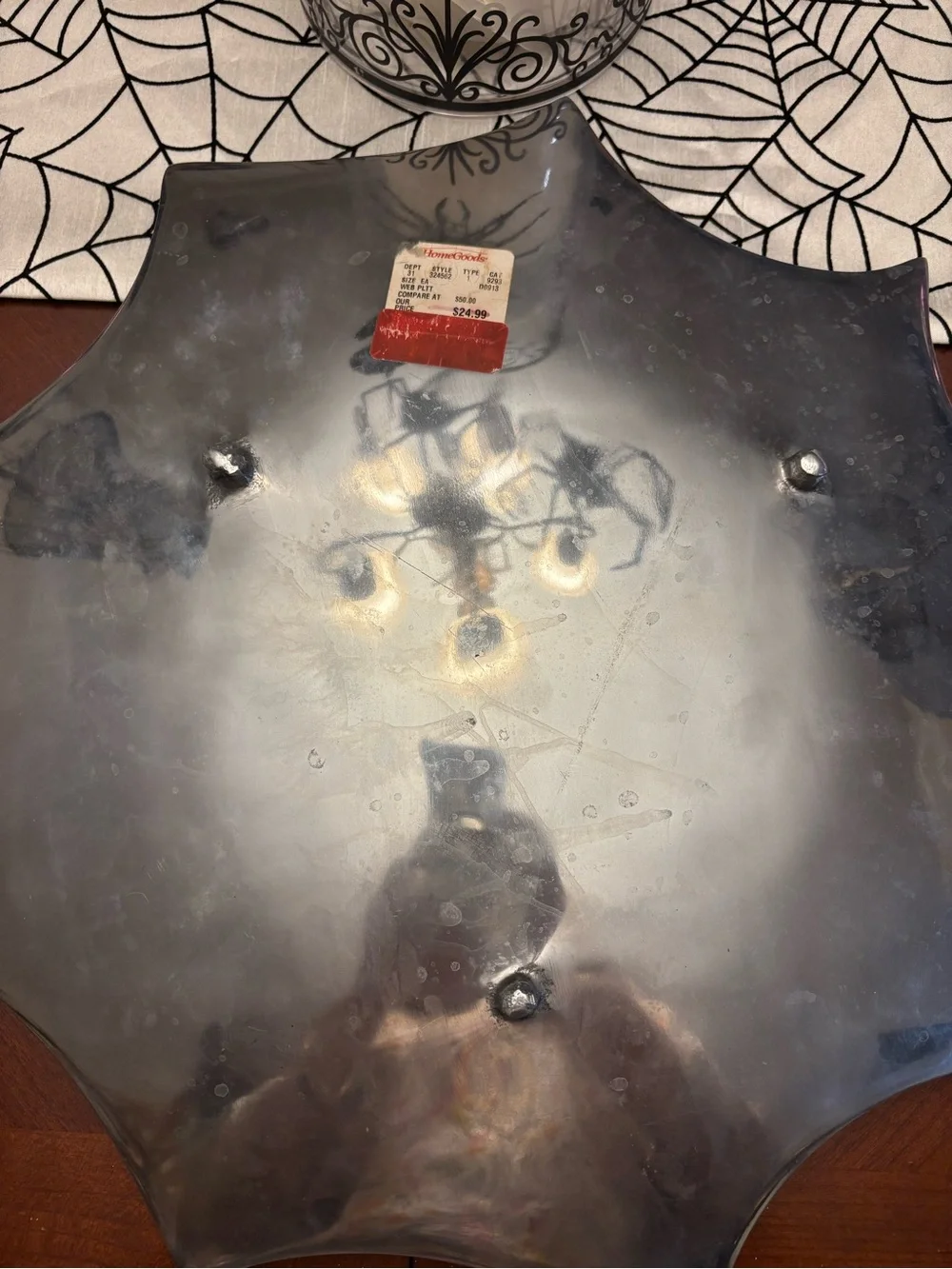 Metallic Silver Spiderweb Platter